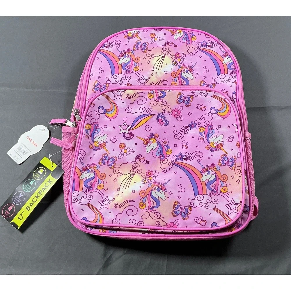 Day Dream Doodles Unicorn Rainbow Pink 17 Inch Backpack Laptop Sleeve BP253110